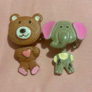 Vintage Swing-And-Sway Animal Pins from Avon Elephant and Teddy Bear